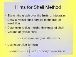Thus, the volume of the shell is approximated by the volume of the prism, which is l x w x h = (2 π r) x h x dr = 2π rh dr. Volumes Of Revolution The Shell Method Lesson Ppt Download