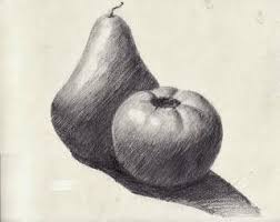 Setelah buah apel selesai digambar selesaikan bagian tangkai buah. Gambar Buah Arsiran