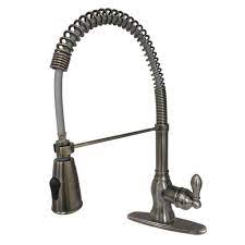 Not only are their models priced below average, but they also offer excellent reliability, immense practicality, and easy and quick installation. Kingston Brass American Classic Single Handle Pull Down Sprayer Kitchen Faucet In Black Stainless Hgsy8894acl The Home Depot