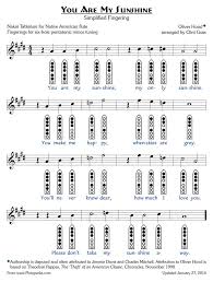 You Are My Sunshine Simplified Fingerings Six Hole Pentatonic Minor Native American Flute Music Native American Flute Flute Sheet Music