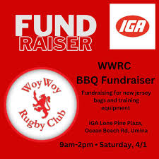 Woy Woy Rugby Club's first IGA fundraising BBQ for 2025 will take place  this Saturday, 4/1, 9am-2pm at IGA, Umina Beach. We would love you to come  and support our club by