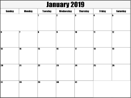 2019 January Calendar Printable Planner Free Download Calendar 2019 Printable Blank Calendar Pages Calendar 2019 Template