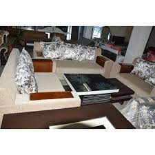 Some other sofa table ideas for decorating sofa (or console) tables include setting vases or flower pots on top, decorating the shelves with small sculptures, wicker baskets, candles, or even utilizing them as bookshelves. Sofa Set With Wooden Table At Rs 42000 Set Designer Sofa Set Id 14615905712