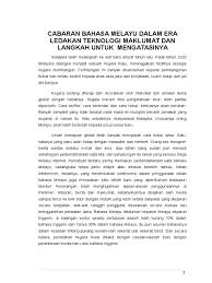Cabaran Bahasa Melayu Dalam Era Ledakan Teknologi Maklumat Dan Langkah Untuk Mengatasinya