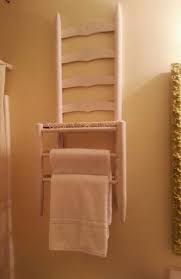 Old Ladder Back Chair Repurposed As A Bathroom Towel Rack Chairs Repurposed Ladder Back Chairs Towel Rack