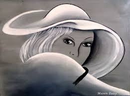 Tableau Peinture Chapeau Portrait Visage Noir Et Blanc Abby Portrait Peinture Tableau Peinture