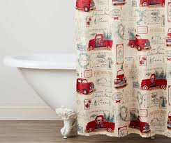 Winter Wonder Lane Retro Truck Shower Curtain Hooks Set Big Lots Christmas Bathroom Decor Christmas Shower Curtains Christmas Bathroom