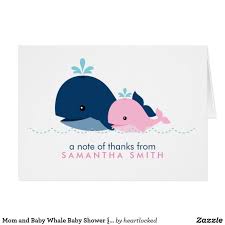 Mom And Baby Whale Baby Shower Pink Thank You Card Zazzle Com Whales Baby Shower Pink Baby Shower Baby Whale