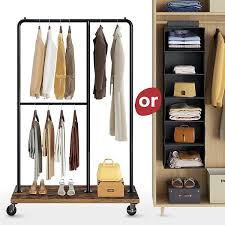 Check spelling or type a new query. Buy Rolanstar Clothing Garment Rack Clothes Rack With Hanging Closet Organizer And Middle Adjustable Height Rod Wooden Shelves And Rolling Wheels 2 Brakes For Living Room Bedroom Online In Vietnam B0912n9wfg