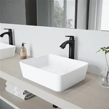 Worlds largest selection of white bathroom faucets at below wholesale prices to the public. Vigo Marigold Matte White Bathroom Sink Matte Black Faucet Vgt1150 Rona