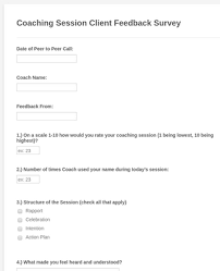 Manages multiple sports coaching staffs. Coaching Session Client Feedback Survey Form Template Jotform