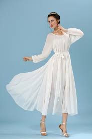Women lapel long sleeve button up maxi dress bohemian polka dot party dresses us. 2015 Bohemian Stylish Women Long Sleeve Bandage O Neck White Chiffon Maxi Dress