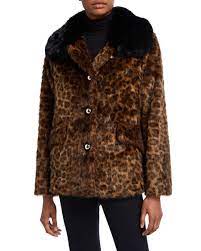 Kate Spade New York Long Sleeve Faux Fur Leopard Coat Neiman Marcus