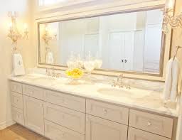 .were shopping for vanities and mirrors for multiple bathrooms and really it's just to share with you how not to choose a bathroom mirror to go with your vanity. Light Gray Double Vanity Transitional Bathroom Munger Interiors