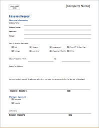 Employee Absence Request Form Template For Word Document Hub