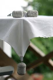 For best results, use rocks or bricks. 11 Tablecloth Weights Ideas Tablecloth Weights Table Cloth Diy Tablecloth