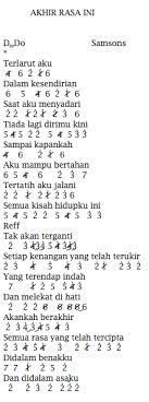 Not angka yang disajikan merupakan lagu dari berbagai aliran seperti not angka. Not Angka Pianika Lagu Samsons Akhir Rasa Ini Recorder Keyboard Suling Chord Piano
