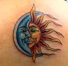 This symbol brings balance and for those with this tattoo on their body, they are trying to invoke some of that balance in their life. Blue Moon And Yellow Sun Tattoo