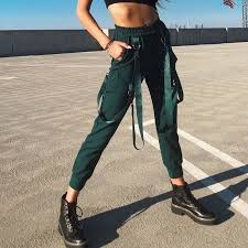 Black And Red Joggers Womens Streetwear Trousers Cargo Pants Casual Joggers Black High Waist Loose Black Green Red Streetwear Trousers Cargo Pants Casu By Www Irockbags Com Pants For Women Overalls Women Cargo Pants