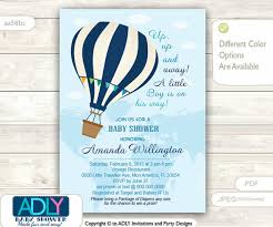 Hot pink, yellow, lime green and turquoise bunting is strung along the top of chalkboard background. Blue Hot Air Balloon Baby Shower Invitation Oh The Places You Ll Go Travel Baby Shower Up And Away Little Boy Map Adly Invitations And Digital Party Designs