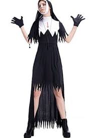 Womens Dreadful Zombie Nuns Costume Halloween Cosplay Fancy Dress Measurement Chart S Bust Seventy Seve Nun Costume Casual Work Dresses Halloween Cosplay