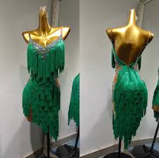 Abito da ballo latino con frange verdi Abito con frange ritmiche L0009A1 -  Etsy Italia
