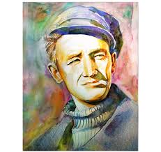 Woody Guthrie Watercolor Portrait: Signed Archival Art Print