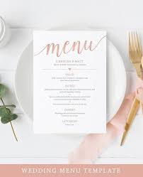 Match the design and colours of the place cards to the rest of the table decoration. Rose Gold Wedding Menu Template Instant Download Rose Gold Etsy Wedding Menu Template Wedding Menu Wedding Menu Cards