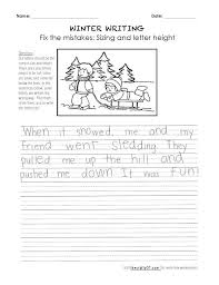 Winter Writing Fix The Mistakes Occupational Therapy Handwriting Winter Writing Handwriting Worksheets