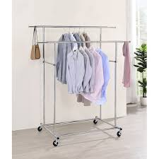 Drying space or wash load. 65 In Dual Bar Adjustable Industrial Garment Rack Overstock 32548873