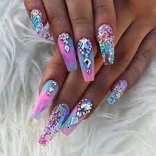 Wow My Client All The Way From Birmingham Getting Ready For Coachella I Can Not Wait For All The Nail Selfi Bling Nails Nail Designs Coffin Nails Designs