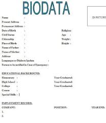 Moreover, bio data forms are also used by institutions and associations for accepting new members. 6 Simple Biodata Format For Job Application Car Insurance And Sample Contracts