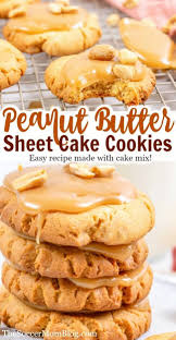 Peanut Butter Sheet Cake Cookies Made With Cake Mix Recipe Dessert Recipes Easy Peanut Butter Sheet Cake Easy Gluten Free Desserts