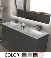 Resistente all'acqua e allo sporco. Arredo Bagno Liverpool Cm 140 Doppio Lavabo Grigio Naturale E Talpa Rosso Rubino