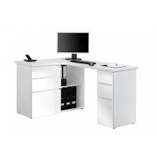 Bureau Informatique D Angle Contemporain Avec Rangement Blanc Brillant Nayade Matelpro