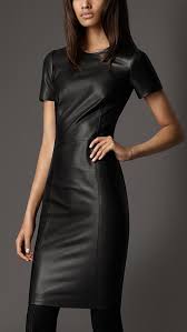 Burberry Iconic British Luxury Brand Est 1856 Black Leather Dresses Fashion Leather Dress