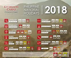We keep track of fun holidays and special moments on the cultural calendar — giving you exciting activities, deals, local events, brand promotions, and other exciting ways to celebrate. Philippine National Holidays For 2018 Kittelson Carpo Consulting
