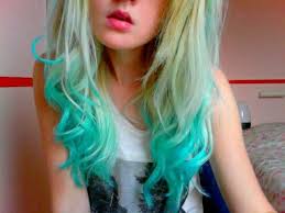 Mint Green Tips Dip Dye Hair Turquoise Hair Hair Styles