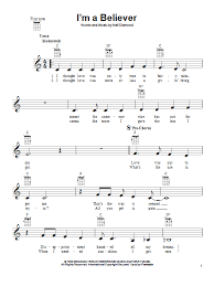 I M A Believer Sheet Music Neil Diamond Ukulele