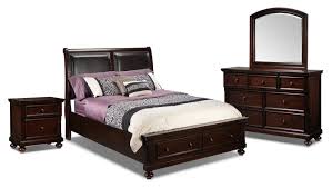 This set includes the bed, nightstand, dresser, mirror and chest. Chester 6 Piece Queen Bedroom Set Cherry Leon S