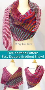 Free Knitting Pattern For Easy Garter Stitch Double Gradient Boomerang Shawl Striped Shawl Knit Shawl Knitting Patterns Striped Shawl