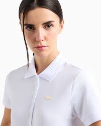 EA7 Emporio Armani Polo da Donna Core Lady in Jersey di Cotone Stretch