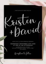 Our wedding invitations are offered in a much wider range of options and cards and are geared towards the smaller quantities needed for weddings with more you can also request some of our rare stocks like bamboo, wood or premium black for your invitations through a print quote request. Black Wedding Invitations Download Or Order Printed