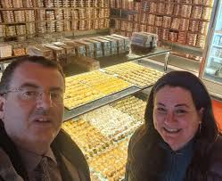 Today I met Sharon Olster Shimoff from Silver Spring at the Marzipan Bakery  in Jerusalem.She is visiting for a week. She recognized me from my food  reviews in this group. This happens