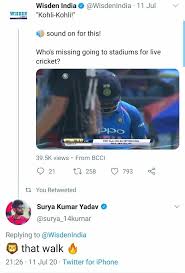 It happened in the 13th over of. Cricketman2 On Twitter Suryakumar Yadav S Tweets For Virat Kohli Suryakumar Yadav Always Loved Virat Kohli S Batting And Always Appreciate Kohli S Performance And Achivements Https T Co Mrd7whxegj