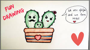 Howto Draw A Cactus Cartoon Family Drawing Tutorial For Kids Quick And Easy Tutorial For Beginners Drawings Cactus Cartoon Cactus Drawing