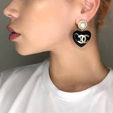 Chanel Black Heart Earrings 2024
