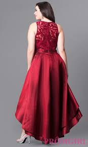Plus Size High Low Prom Dress With Illusion Lace Full Figure Dress Plus Size Wedding Guest Dresses Lace Bodice Dresses