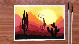 Select any of these silhouette landscape paintings pictures that best fits your web designs or other projects. Sunset Desert Silhouette Landscape Painting Easy Acrylic Painting Tutorial For Beginners Painting With Oil Paints