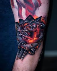 Fun Burning Rose From Last Week Done In One Session And We Ll Be Adding To This Eventually Thanks Again Rose Tattoo Sleeve Coloured Rose Tattoo Flame Tattoos